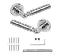 Decoranddecor Tiradores interiores redondos de aluminio plateado para dormitorios, baños y puertas interiores, gama Enigma, diseño elegante