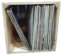 DECORANDO CON SAM Caja de Madera Natural para almacenar vinilos (35x35x32)