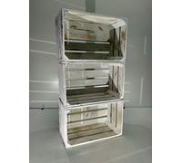 DECORANDO CON SAM Lote 3 Cajas DE Fruta Madera Pino Blanco Vintage