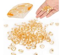 Decoraparty 100 Cristales, Decorativos Transparentes Dorados para Fiesta, celebración, Boda, Mesa, Confeti Diamantes Gemas de acrílico diám. 12mm (100pcs), 12 mm