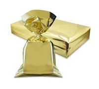 Decoraparty 50 sobres dorados metálicos de 20 x 35 cm, bolsas de polipropileno rectangulares elegantes para envolver regalos, Navidad, cumpleaños, Año Nuevo, celebraciones, regalos