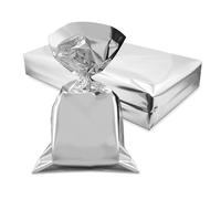 Decoraparty 50 Sobres Metálicos Plateados, para Paquetes de Regalo para Navidad, Cumpleaños, Año Nuevo, Celebración, Bolsas de Regalo, Elegantes Sobres Plateados de Plástico Polipropileno - 35 x 50 cm