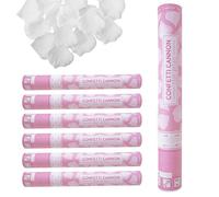 Decoraparty 6 lanzadores de confeti de pétalos de rosa, tubo cañón lanza confeti Rose Petals blanco de 40 cm para fiesta boda, cumpleaños, boda, novios, fiesta elegante tema (juego de 6 unidades)