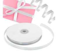 Decoraparty Cinta blanca de 10 mm, rollo de cinta elegante de doble raso para bombonera, boda, comunión, confirmación, embalaje, regalos, manualidades - Longitud 50 m