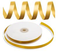 Decoraparty Cinta dorada de doble raso de 10 mm, rollo de cinta elegante dorada satinada para bombonera, boda, aniversario, embalaje, Navidad, regalo - Longitud 50 m