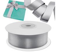 Decoraparty Cinta plateada de 25 mm de raso, cinta plateada satinada para envolver regalos, decoración, Navidad, elegante rollo bobina longitud 25 metros