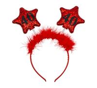 Decoraparty Círculo con número 40 años mujer para cumpleaños aniversario fiesta fiesta diadema banda con antenas de estrella cuarenta unisex - Rojo