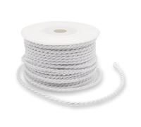 Decoraparty Cordón Blanco de 3 mm, cordón Trenzado de poliéster de algodón para Envolver Regalos, Fiestas, comuniones, bautizos, confirmaciones, Bodas, Manualidades, Manualidades, 3 mm x 25 Metros
