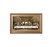 DECORARTS The Last Supper, Reproducciones de arte clásico de Leonardo da Vinci. Impresión giclée y arte enmarcado de calidad de museo para decoración de pared. 30 x 16 pulgadas, tamaño enmarcado: 36 x