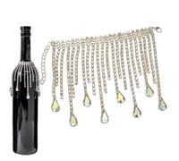 Décoration Bouteille De Vin Strass - Voile De 9,1 cm | Pendentif Bouteille Ajustable | Saint-Valentin, Anniversaire, Fête, Événement, Maison, Table, Cadeau Romantique, Accessoire Élégant, Soirée