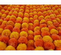 DECORATION CRAFT Light & D.Orange - Guirnalda de Flores Artificiales de caléndula de 5 pies para Fiestas, Bodas, Festivales Diwali Mehndi Pooja y decoración Tradicional India, decoración del hogar,