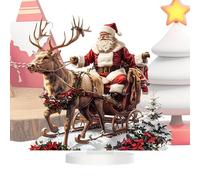 Décoration De Noël - 6 Pouces Père Noël Traîneau | Acrylique Figurine Festive - Miniature Artisanale Imperméable Et Robuste, Aux Couleurs Vives Et IDéale Pour Maison, Table Ou Collection De Fêtes
