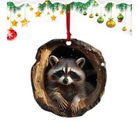 Décoration de Noël Raton laveur - Pendentif en acrylique en Forme de Raton laveur | Décoration De Noël en Forme d'animaux | Décoration de sapin de Noël en acrylique 2D à Motifs d'animaux
