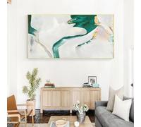 Décoration murale pour salon : toiles encadrées abstraites vert turquoise et or - Décoration murale pour la maison 50x100cm(20x39in)