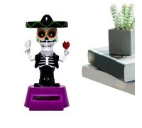 Décoration Pour Tableau De Bord Automobile - Ornements Solaires Crâne Pour Tableau De Bord De Voiture - Accessoire Design Artisanal MéticulStatue Effrayante De Crâne Pourr Halloween Camping Car Et