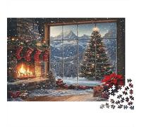 Décorations de NoëlPuzzles Pour Adultes 38x26cm/1000pcs,Jeux De Défi Scène hivernale chaleureuse