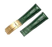 Decorations Genuine Leather Strap For Water Yacht Logtype Green Leather Bracelet 20mm Butterfly Buckle Watch Band Beautiful