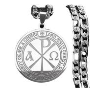 Decorations New 2024 Chi Rho Χρ Constantine Cross Men Stainless Steel Alpha and Greek Alphabet s Jewelry Fashion Accessories Creative Gift, As Pic, TH05-24-DK3192 Beautiful