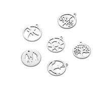 Decorations New 2026 5Pcs/Pack Stainless Steel Round Various Shape Charrm Pendants For Handmade Women Jewelry Making Accessories Fashion Creative Gift Beautiful