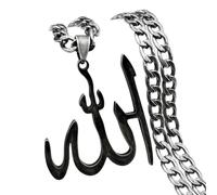 Decorations New 2026 Arabic Allah God Pendant For Women Men Stainless Steel Black Color Islamic Muslim Amulet Pumk s Jewelry Gift Fashion Accessories Creative Beautiful
