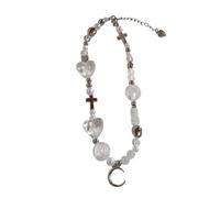 Decorations New 2026 Goth Vintage Moon Pendant Acrylic Beaded Chain EHer Neck Decoration Grunge EMO 2000S Aesthetic Scene Accessories Jewelry Fashion Creative Gift Beautiful