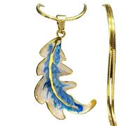 Decorations New 2026 Unisex Blue Leaf Feather Chain For Women Stainless Steel Gold Color Aesthetic Pendant s Jewelry Collar Decoration Luxury Accessories Trendy and Men Beautiful