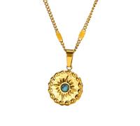 Decorations New 2026 Unisex Blue Natural Stone Pendant For Women Gold Color Stainless Steel Round Vintage Decoration Jewelry Luxury with You Accessories Trendy Creative and Men Beautiful