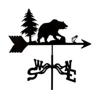 Decorations Weathervane Garden Weather Vane Stainless Steel with Roof Mount, Wind Vane Bear and Fish Wind Direction Indicator for Outdoor Farm Yard Gazebo