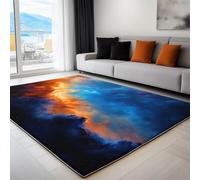 Decorativa Azul Alfombra Pelo Corto, Universo Misterioso Cinematográfico Alfombra Antideslizante Dormitorio, Tapete Cocina Lavable Resistente a Las Manchas 180 x 240 cm
