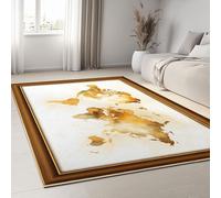 Decorativa Beige Marrón Alfombra Pelo Corto, Vintage Mapa del Mundo Textura Alfombra Antideslizante Dormitorio, Tapete Cocina Lavable Resistente a Las Manchas 140 x 200 cm
