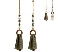 Decorative Beaded Towel Hanger with Wooden Ring, Boho Farmhouse Wall Decor (#B*2)
