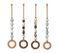 Decorative Beaded Towel Hanger with Wooden Ring, Boho Macrame Beaded | Rústico Wood Bead Hanging Holder, Hand Towel Holder for Bathroom & Kitchen Decor, Vintage Cottage Gift(All)