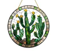 Decorative Cactus Sun Catcher, Acrylic Stained Glass Ornament for Window or Wall, Hangable Indoor Window Decoration, Unique Sun Catcher for Brightening Up Your Home Decor and Living Space