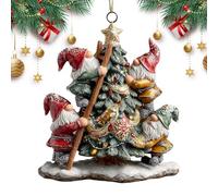 Decorative Christmas Gnomes - Christmas Ornaments ¦ 2D Cute Holiday Decorations for Home, Hanging Ornaments Accessories with Festive Designs, Novelty Decorations, Gnomes Ornament for Holiday Tree
