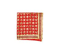 Decorative Cloth Pooja Asaan Mat Backdrop Large Netted Chunari (Size:- 18" x 36") Puja Indian Traditional Festival Laxmi Poojan New year Decorations for Statue Chowki Aasan Mat Posters Frame (Red)
