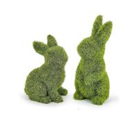Decorative Decorations for Easter Bunny Gifts, Moss Green Flocking Sculpture, Garden Courtyard Family Gathering Celebration Decorations (Small 2PCS St