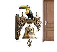 Decorative Dinner Bell, Distressed Resin Bird, Outdoor Garden Wall Mount