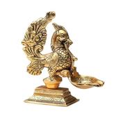 Decorative Diya Deepak Peacock Design Puja Item Brass Oil Lamp for Pooja Aarti Diya Lighting Lanterns Lamps Indian Traditional Festival Laxmi Poojan New year Decorations(Size:-Height:-5")(Golden)