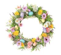 Decorative Easter Flowers, Farmhouse Easter Decor, Mixed Twigs Door Wreath, Easter Door Wreath, Colorful Egg Easter Wreath with Mixed Twigs and Spring Flowers for Farmhouse Decor, 45 cm,