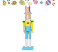 Decorative Easter Nutcracker, Wooden Rabbit Figurine, Nutcracker Figure with Holiday Feature, Wood Figurine Decor with Detailed Craft, Easter Figure with Charming Style, Figurined Decoration for Stair