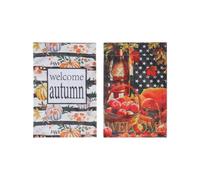 Decorative Flags for Outside Yard Flag Fall Welcome Pumpkin Pattern 45x30cm 2Pcs