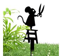 Decorative Garden Stake For Outdoor, Yard Decorations Outdoor, Mouse Stealing Flower Waterproof Statue, Metal Mouse Trimming Branches, Garden Decorations For Patio Lawn Courtyard Fence Walkway Path