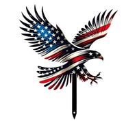 Decorative Garden Stakes - Bald Eagle Pattern Sign | Wrought Iron Garden Decor | 30x25.6cm Or 30x27cm 250g 2D Graphic American Flag Eagle For Patio Lawn Porch Deck Pathway Landscape Terrace 4th Of Jul