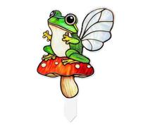 Decorative Garden Stakes, Cute Frog Stakes, 3.9 Inch 2d Frog Plant Stake Outdoor Metal, Potted Plant Balcony Yard Patio Landscape Decoration, Outdoor Decor, Garden Ornament for Home Decor Use