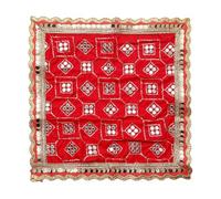 Decorative Mat Aasan Velvet Pooja Cloth Decorative Cloth Sequence Work (Size:- 14"X 14") Multipurpose Pooja Indian Traditional Cultural Festival Laxmi Poojan Diwali Decorations Item and Article (Red)