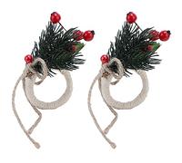 Decorative Napkin Rings 2Pcs | 3.5cm Inner Diameter for Paper Towels | Christmas Napkin Holder for Holiday/Wedding/Birthday Party | Festive Table Decorations (Pine Needles)