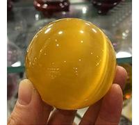 Decorative Ornaments Cat's Eye Stone Ball Quartz Crystal Ball Office Home Decoration (Color : Yellow, Size : 60MM)