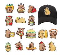 Decorative Parches, Embroidery Repair Badges, Capybara Iron-On Pegatinas con 16 piezas de 1,97 x 2,36 pulgadas, Clothing Sticker for Jacket Hat Backpack, Crafts Project Use, Multicolor