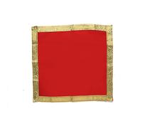 Decorative Pooja Mat Aasan Puja Aasan Cloth (Size:-18" X 18") for Multipurpose Pooja Indian Traditional Housewarming Festival Laxmi Poojan New year Decorations Item and Article Puja Home Decor(Red)