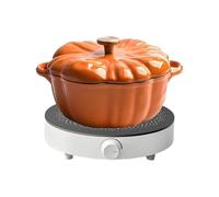 Decorative Pumpkin Stew Pot For Thanksgiving & Fall - Professional Enamel Soup Pot | Induction Safe Multi-Functional Stockpot For Home Kitchens, Aesthetic Casserole Serving Dish